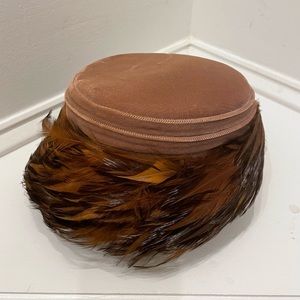 Vintage velvet and feather Cloche hat